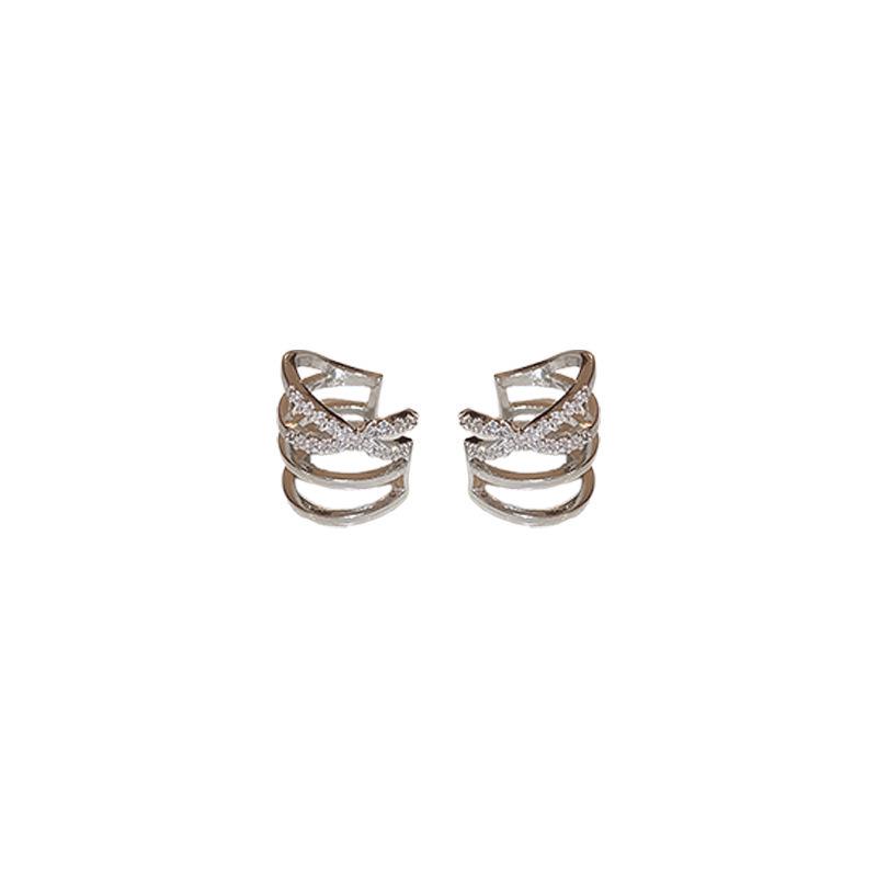 Intertwined Zirconia Ear Cuff: Non-Piercing, Multi-Layered, High-End Fashion Earrings for Women
