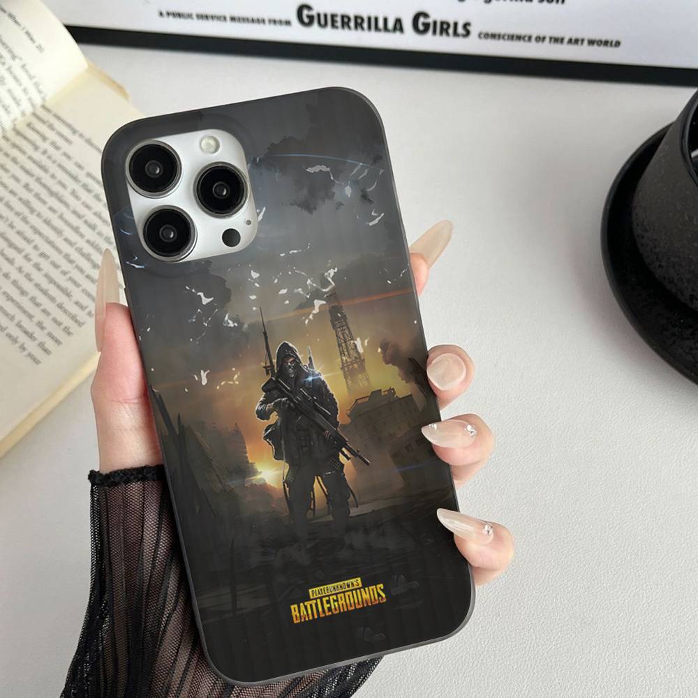Game P-PUBG B-BATTLEGROUNDS For iPhone 16 15 11 12 13 14 17 Pro Max PLUS Pro Soft Corrugated Silicone Back Phone Case