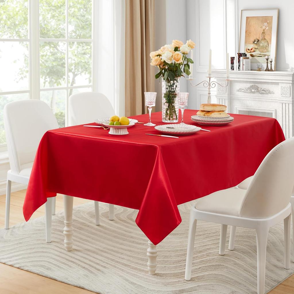 Satin Table Cover Rectangle Silky Soft Table Cloth, Satin Dining Tablecloths for Wedding Banquet Table Decoration, Dining Room
