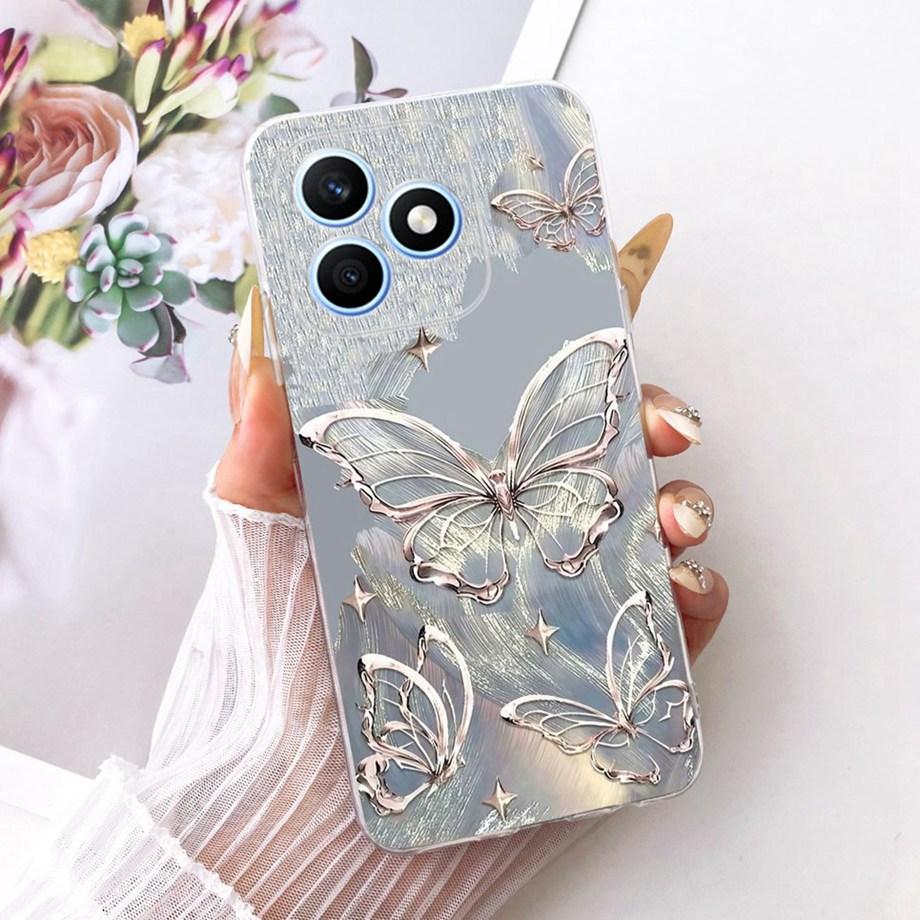 For Honor X8D 4G 2025 Phone Case Soft Transparent Silicone Back Cover Butterfly Dragon Cat Floral Painting Bumper Funda