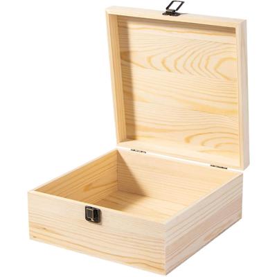 Caja de Joyas de Madera de Pino con Tapa abatible - Regalo de Boda Personalizado, Recuerdo o Caja de Almacenamiento