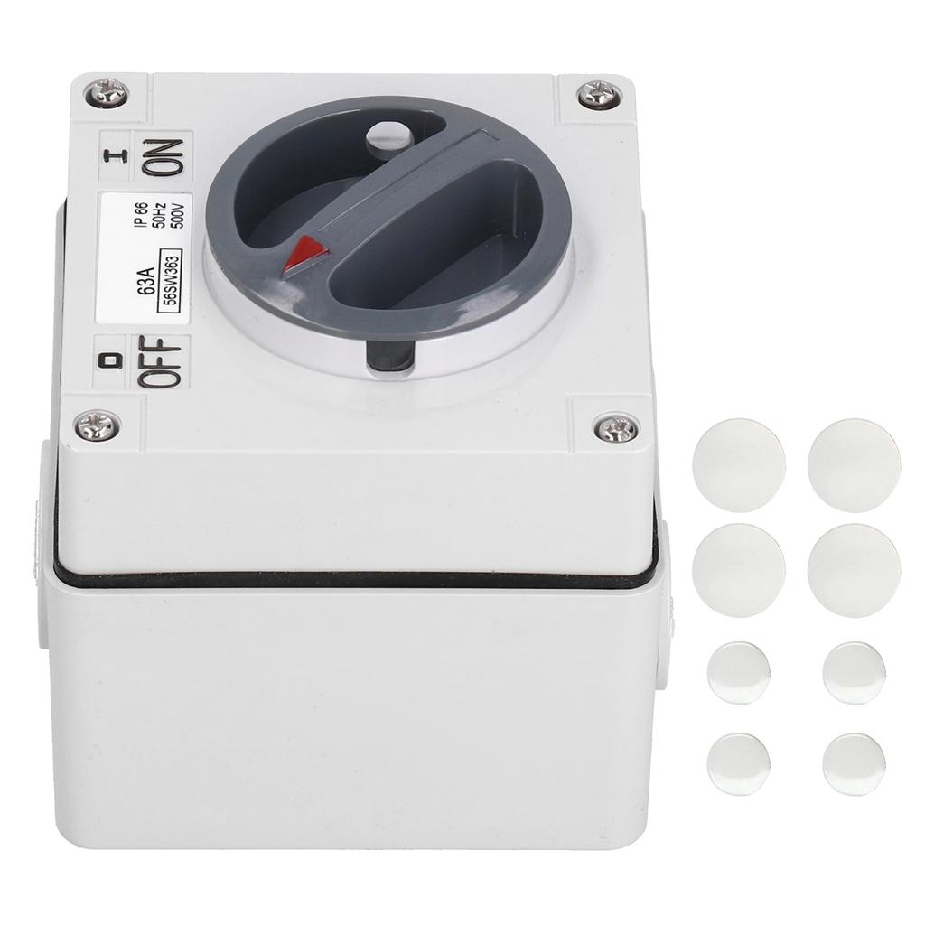 Outdoor Waterproof Switch Socket Dustproof Isolation Rotary OnOff Buttons Indicators 500V 3P63A