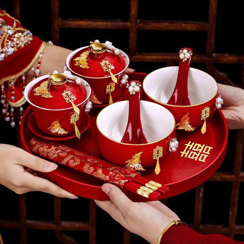 Wedding Tea Cup Set - Toasting Pair, Happy Bowls & Cups, Complete Wedding Supplies