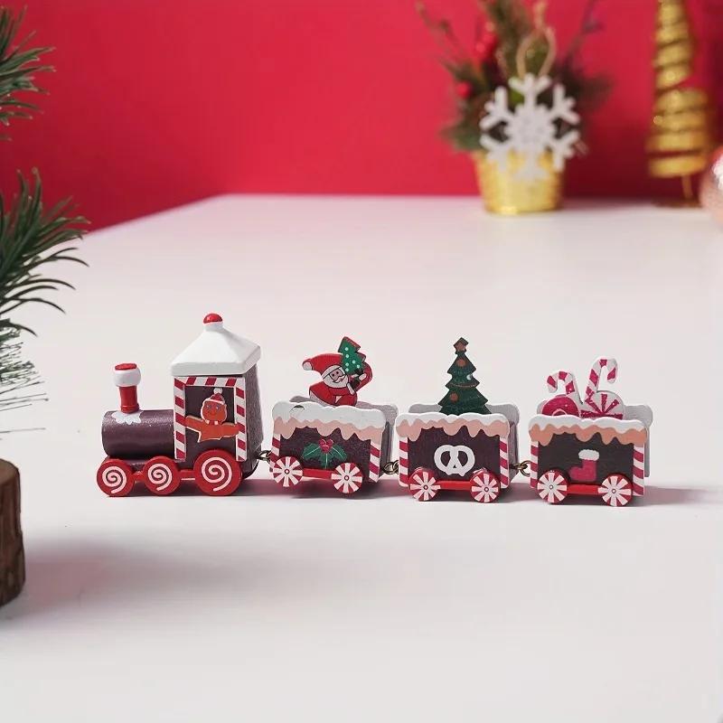 Christmas Train Ornaments, Christmas Party Decoration Wooden Small Train Ornaments for 2025 Home Decor Xmas Navidad Noel Gifts