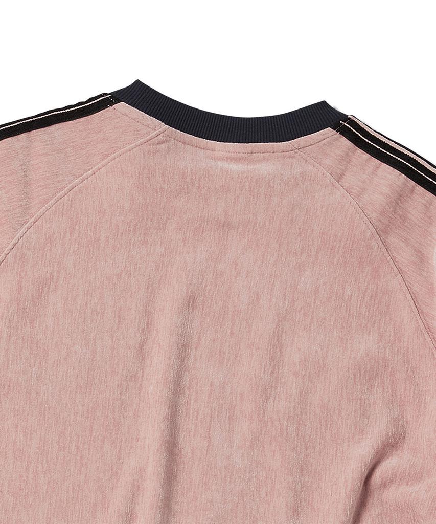 TRAVEL Velour Line Tape Ringer Short Sleeve T-Shirt Pink