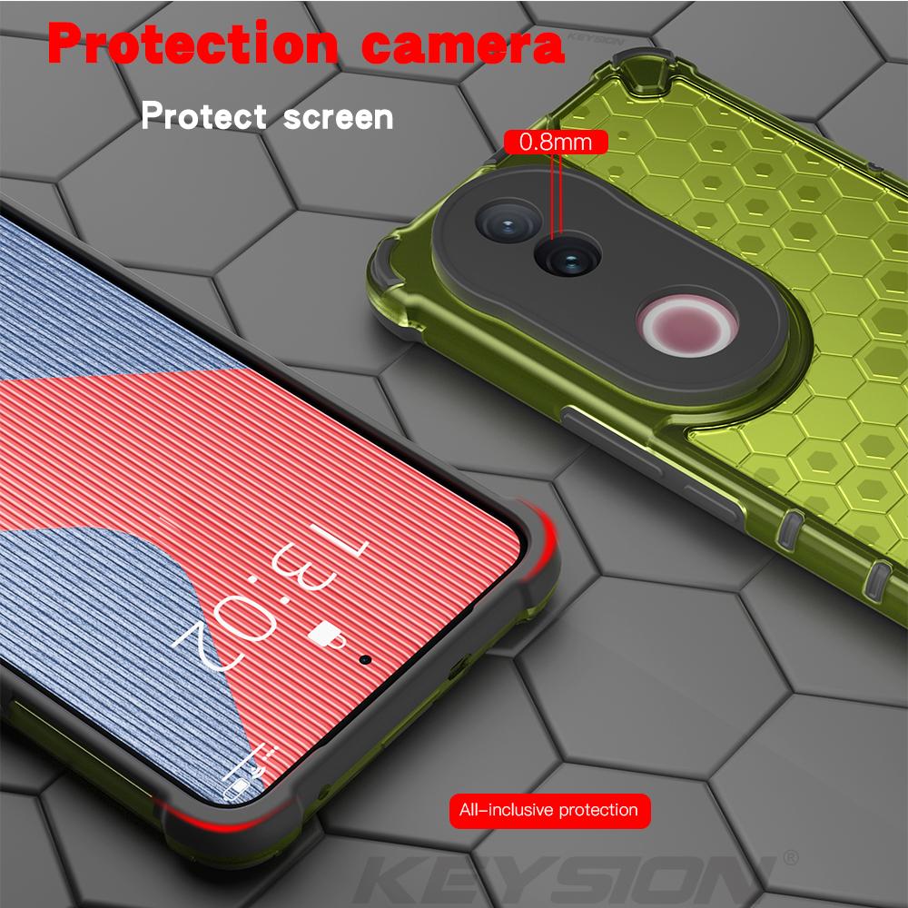 KEYSION Wstrząsoodporne etui Armor dla VIVO V50 5G Miękki silikon+PC Przezroczysty plaster miodu Tylna obudowa telefonu dla VIVO V50 5G