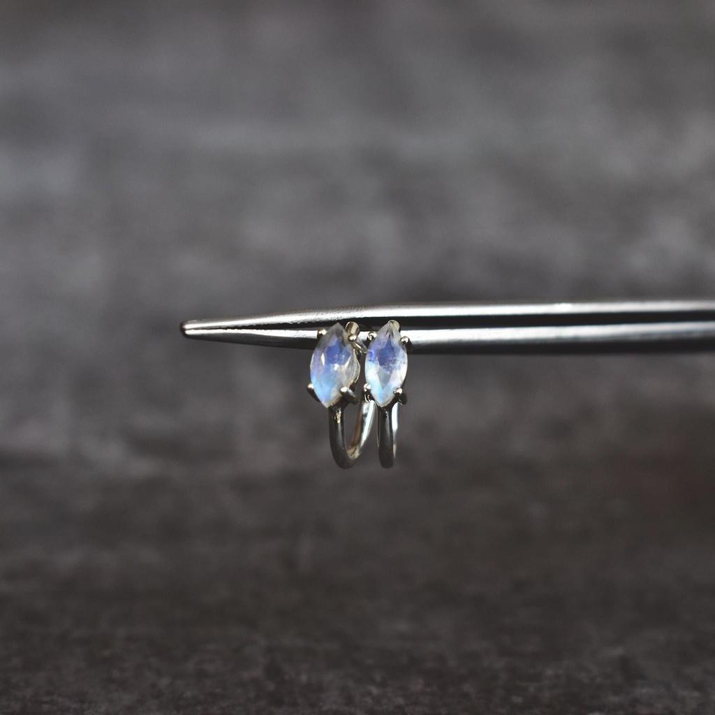 Natural Blue Sheen Moonstone Earrings 925 Pure Sterling Silver Studs Dainty Moonstone Handmade Earrings Moonstone Dangle Gift for Her