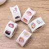 500Pcs/Roll 2.5Cm/1Inch Circular Cute Cartoon Sushi Pattern Decorative Sticker Baked Dessert Lunch Box Label Decor Sticker