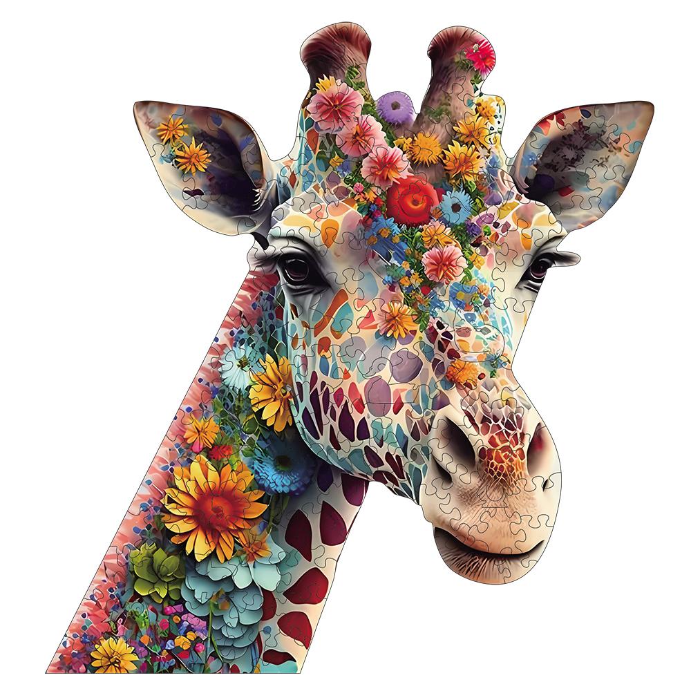 Flower Giraffe Wooden Puzzle, High-difficulty Magic Puzzle Intellectual Toy, Birthday Holiday Gift, Family Game Home Decor