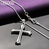 925 Sterling Silver Classic Cross Pendant Necklace Wedding Fashion Jewelry