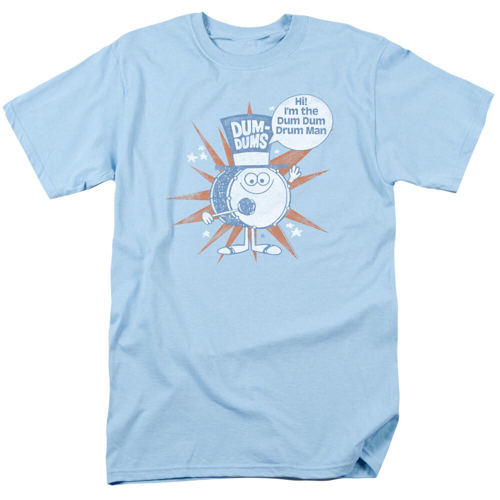 Dum-Dums Drum Man T Shirt Mens Licensed Sucker Lollipop Candy Light Blue M