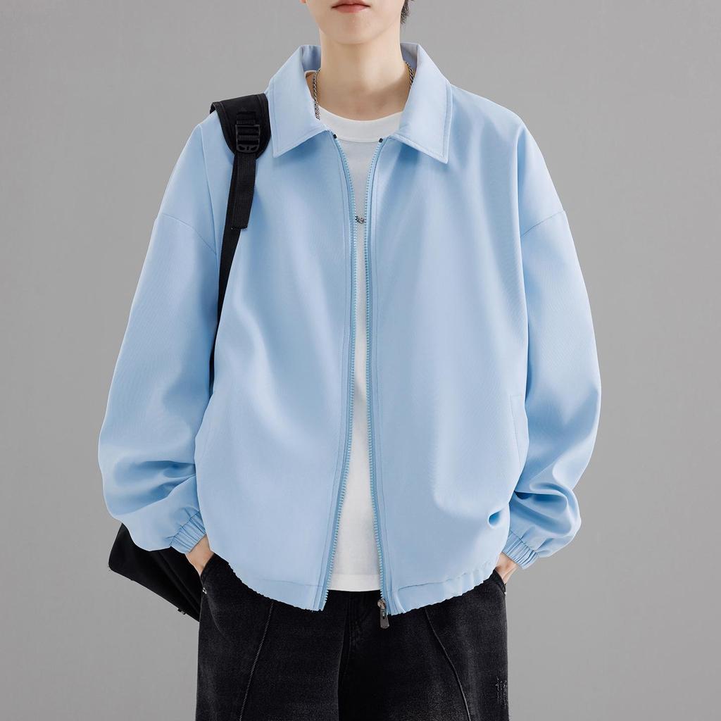 Men's Retro Workwear Jacket - Thin, Loose, Versatile Lapel Top for Spring/Autumn