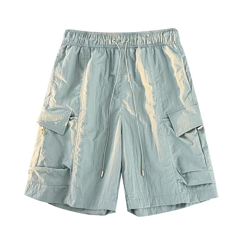 Fengxun Men's Ice Silk Cooling Multi-Pocket Casual Shorts