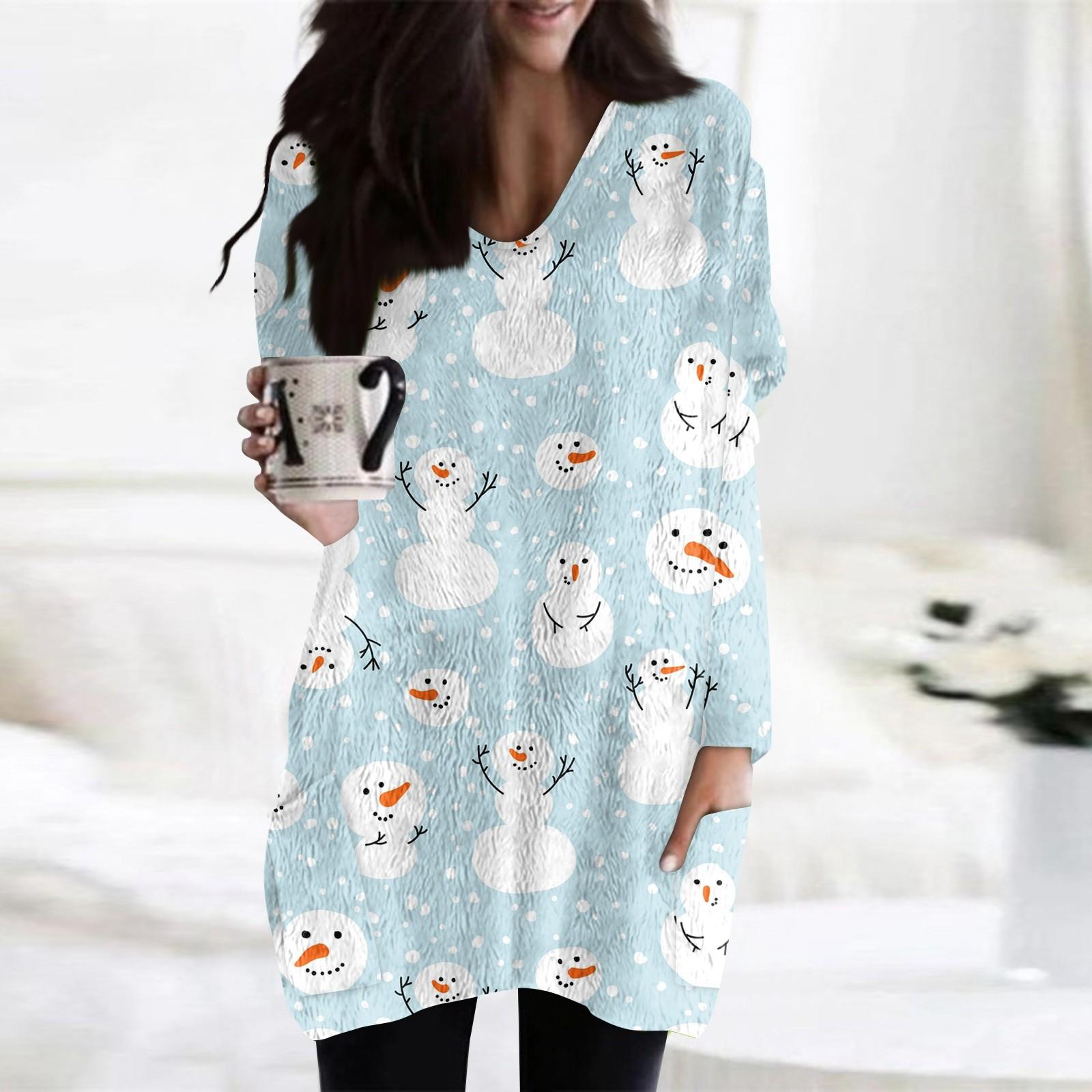 

Женская зимняя рождественская одежда, женский французский кашемировый рождественский принт, топ с длинным рукавом, толстовка S