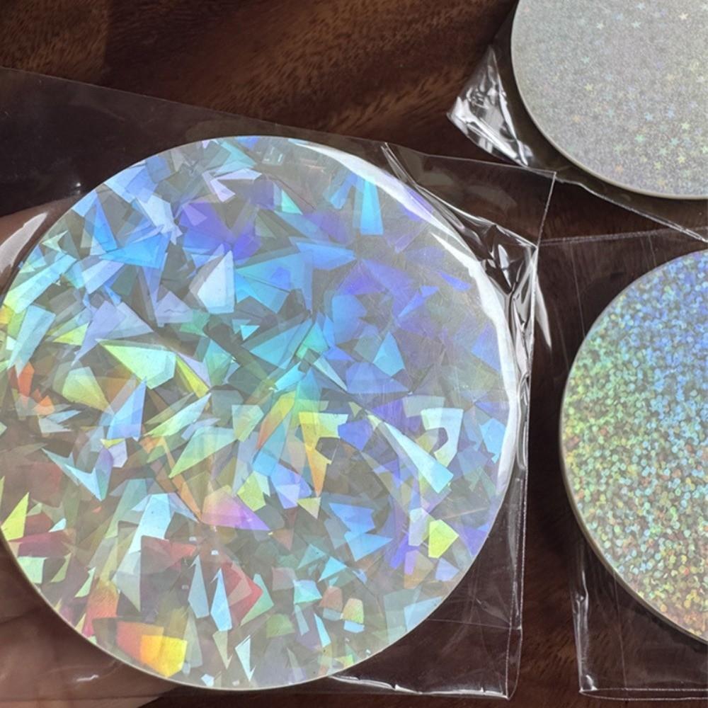 

100 шт. Круглые Лазерные Пленочные Чехлы для Бейджей Звездный Узор ПВХ Прозрачная Пленка для Бейджей Разные Стилі DIY Изготовление