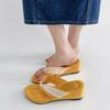 Popular Internet celebrity retro slope heel flip-flops women's summer wear 2025 new with skirt French cool slippers