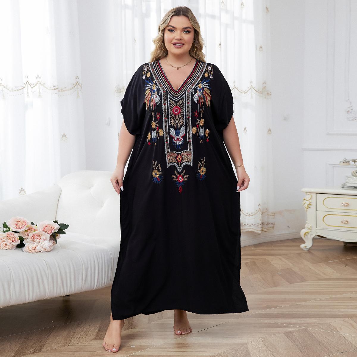 

Женская мода лето весна цветочный узор принт рукава 1/2 V-образный вырез свободная талия повседневные платья Size: One Size