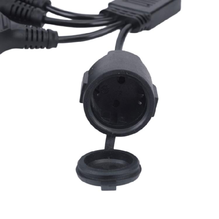 European Power Splitter Extension Cord, 4 Outlet European Plug Adapter Cable with Socket Covers for Compactly Power Routing Behind Equipment and Desks