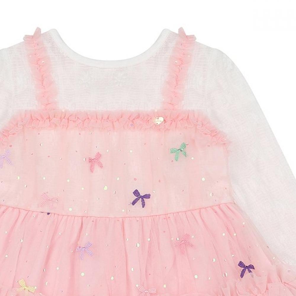 French Cat Pink Ribbon Embroidery Shaw Dress Q64dso012p1