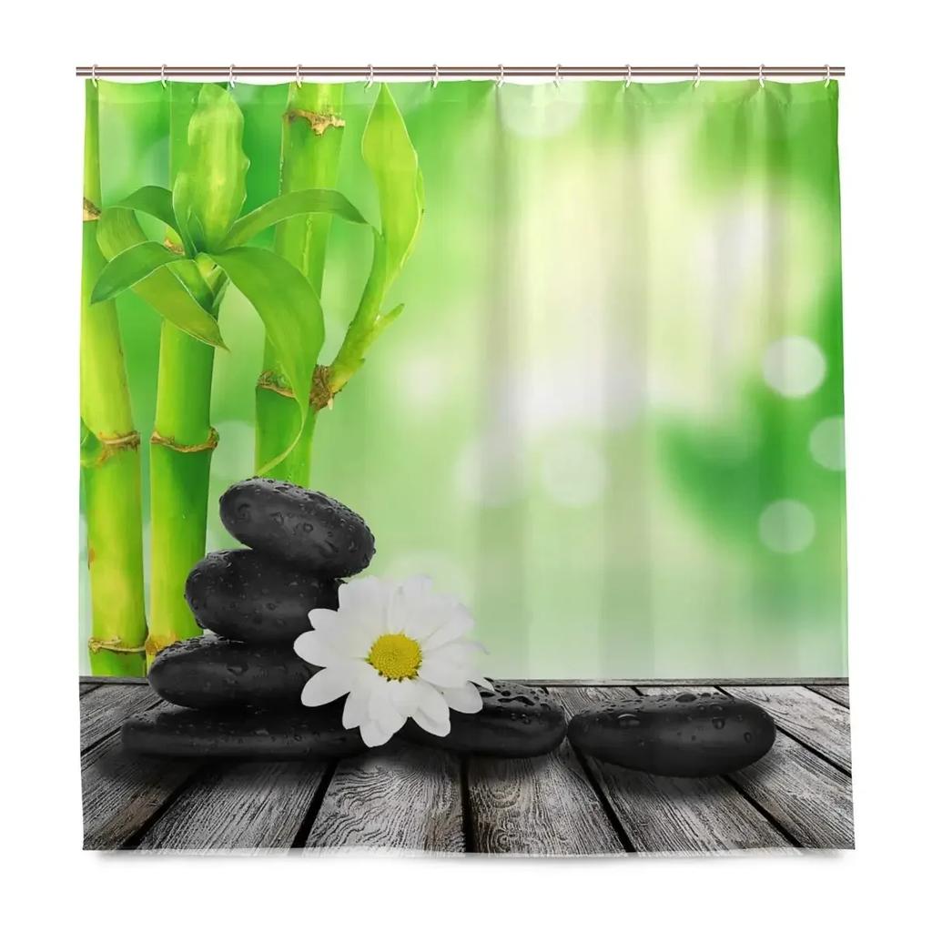 Pebble Printed Shower Curtain Mildew Washable Curtain with Hook Bathroom Decorative Curtain Rocks 3D Shower Curtains 240*180cm