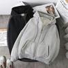 Unisex Plush Hooded Zipper Sweatshirt - Warm, Loose Fit, Large Size for Couples - Autumn/Winter Cardigan.