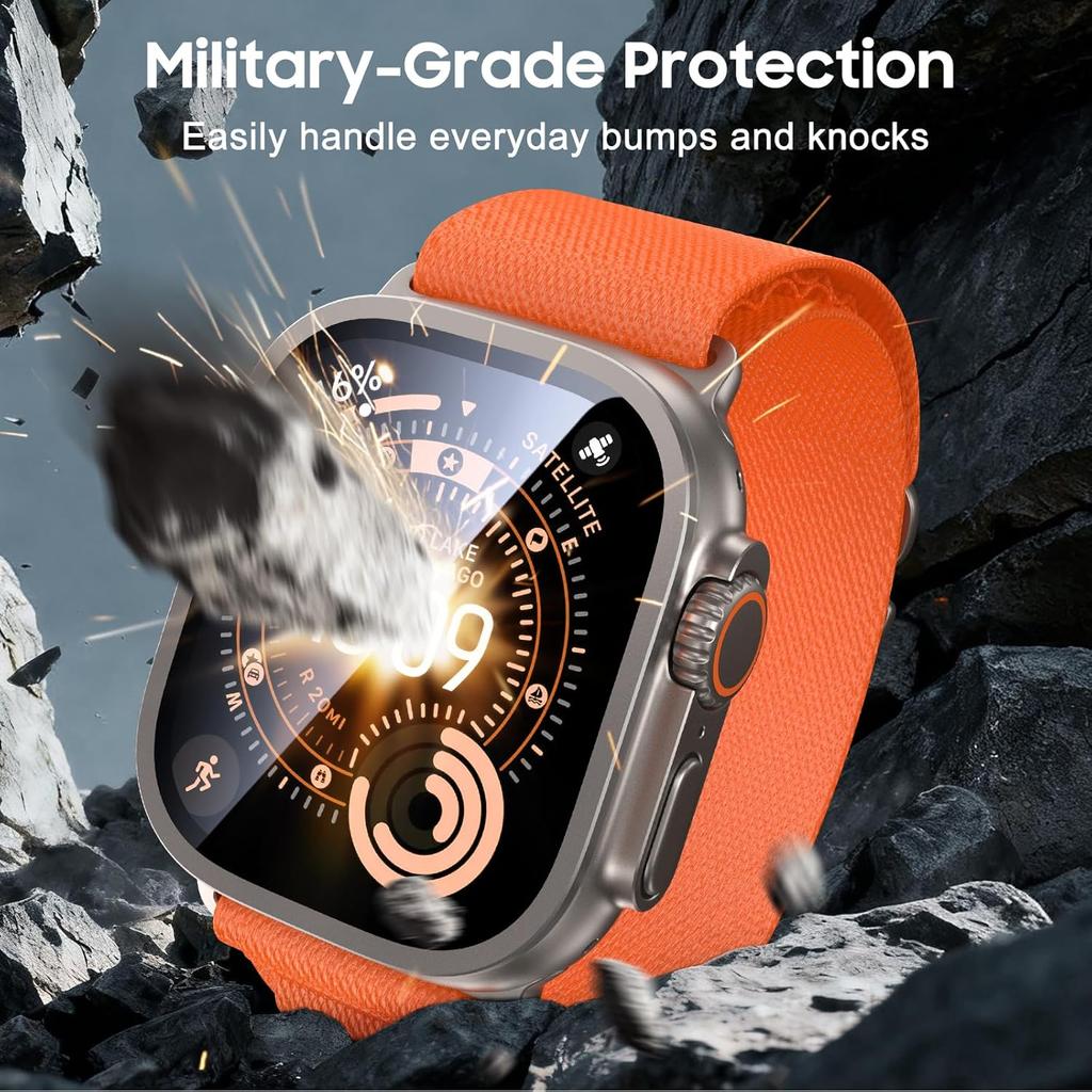 For Apple Watch Ultra 2 3 Screen Protector 49mm accessories Titanium Alloy Frame+HD Tempered Glass Cover Protective iWatch ultra