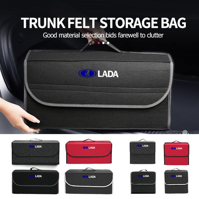 Car Trunk Organizer Felt Foldable Portable Storage Container For Lada Niva Vesta 4X4 Samara Kalina Largus Priora Granta