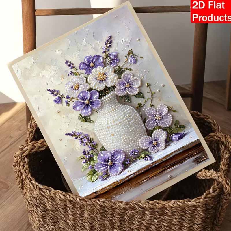 Purple Floral Vase Pearl Painting Set Pearl Art DIY Handmade Crafts Home Wall Decoration