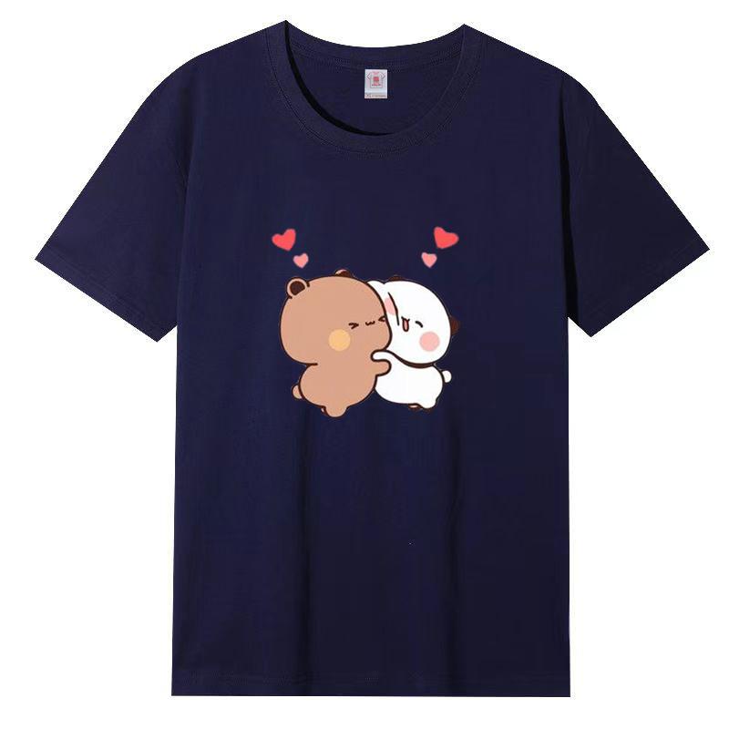 Women Panda Bear Cartoon T Shirt Cute Tshirts Cotton Short Sleeve Girls Print Tees O-Neck Kawaii Tops Casual