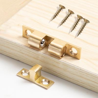 1Set Door Touch Latch Cabinets Interlock Brass Door Buckle With Screws Door Lock
