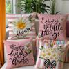Stylish Simple Alphabet Chrysanthemum Linen Throw Pillow Cover Home Decor Sofa Cushion Cushion Accessories