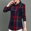 Women's Long Sleeve Plaid Cotton Shirt - Loose Casual Top for Spring & Autumn 2025