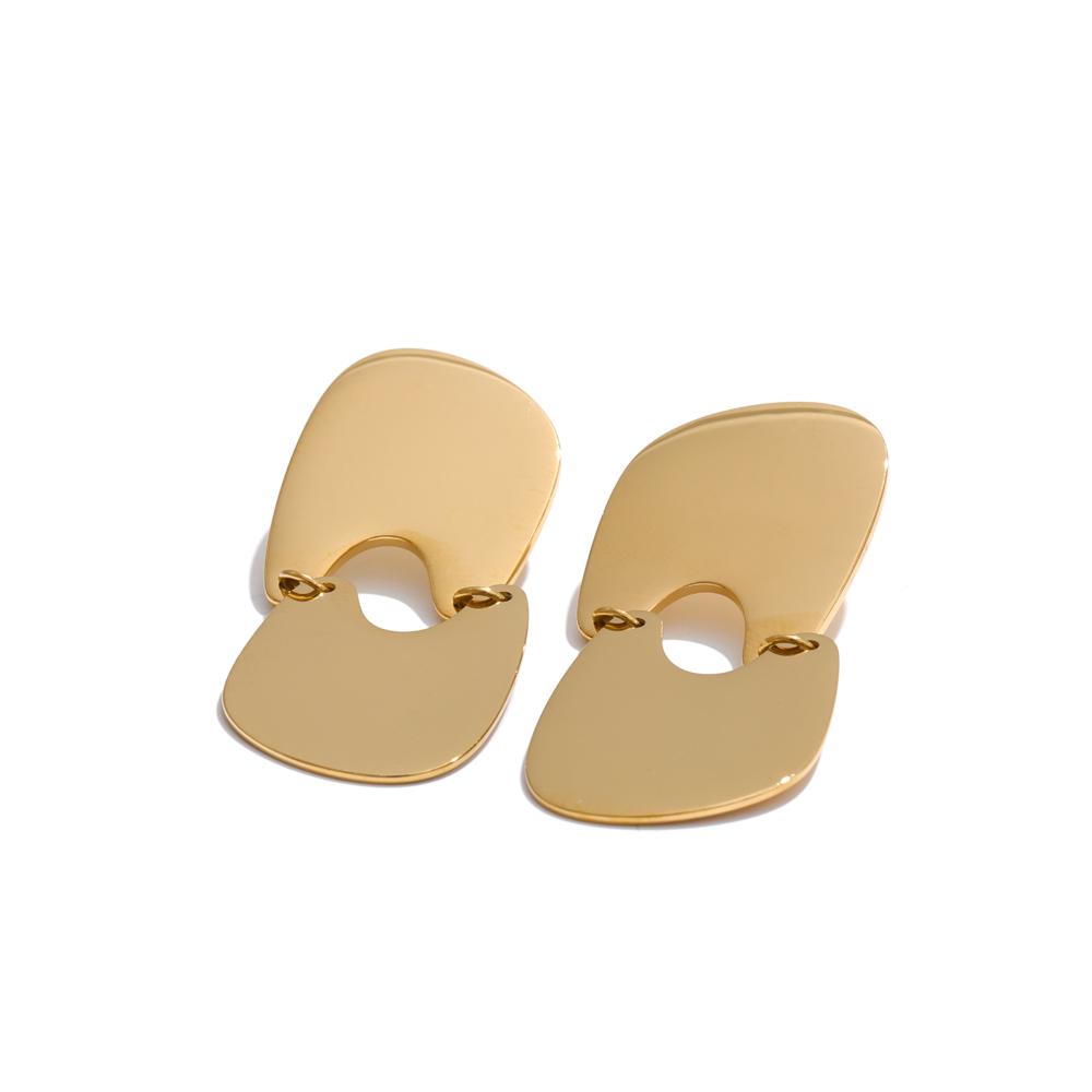 

Yhpup Stainless Steel Smooth Handmade Polished Earrings Drop Dangle Fashion Statement Jewelry for Women PVD Plated Waterproof