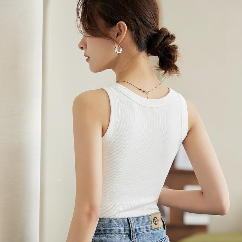 Modal Camisole Vest with Female Thread and Chest Cushion Integrated Thin Sleeveless Bottom and Long Outerwear Top