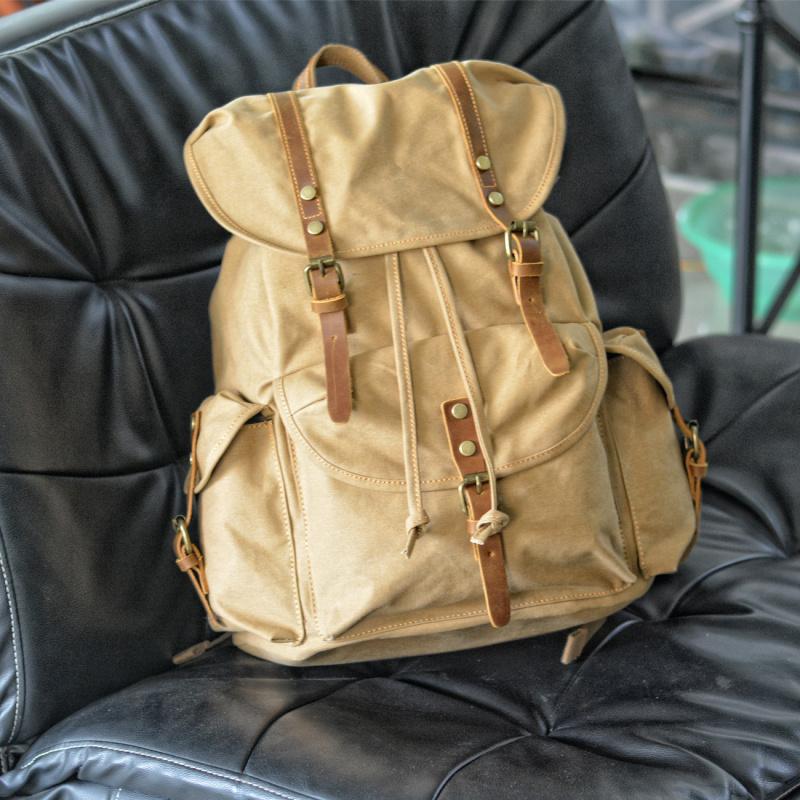 Vintage Canvas Large Capacity Backpack for Middle School, High School, and College Students, Casual Large Capacity Travel Backpa
