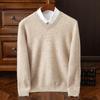 Men's Round Neck Pure Wool Pullover Sweater – Solid Color Knit Base Layer