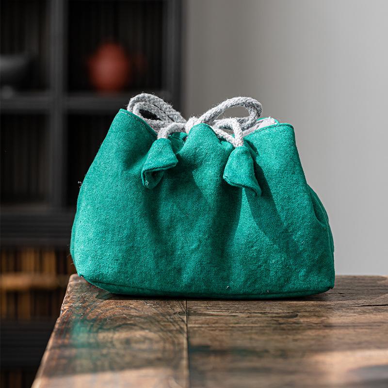 

Сумка для хранения чайного набора Дорожный набор Утолщенный хлопковый и льняной чехол для чайника Тканевая сумка Master Tea Cup Anti Drop Тканевая сумка Чайные принадлежности