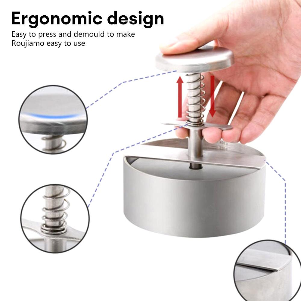 Hamburgerpresse aus Edelstahl, antihaftbeschichtet, für Hamburger, Hackbraten, Reispresse, Schweinefleisch, Rindfleisch, Frikadellenform, verstellbare Küchenwerkzeuge