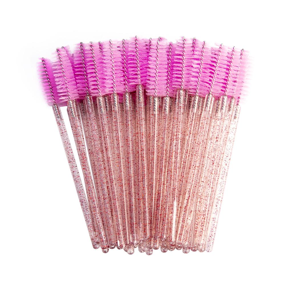 2024 Hot Sale Crystal Shine Eyelashes Mascara Brushes Private Logo Diamond Eyelashes Nylon Fan Brush Make-Up Tool