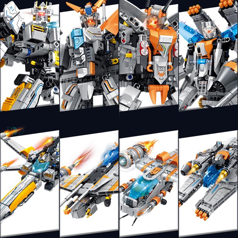 2IN1 Space Deformation Mech Building Blocks Sets 4 Style Engine-Morph Model Children Assembly Bricks Toys Ornaments For Gifts