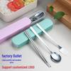 Portable Stainless Steel Cutlery Set: Fork, Spoon & Chopsticks - Ideal for Students & Outdoor Use