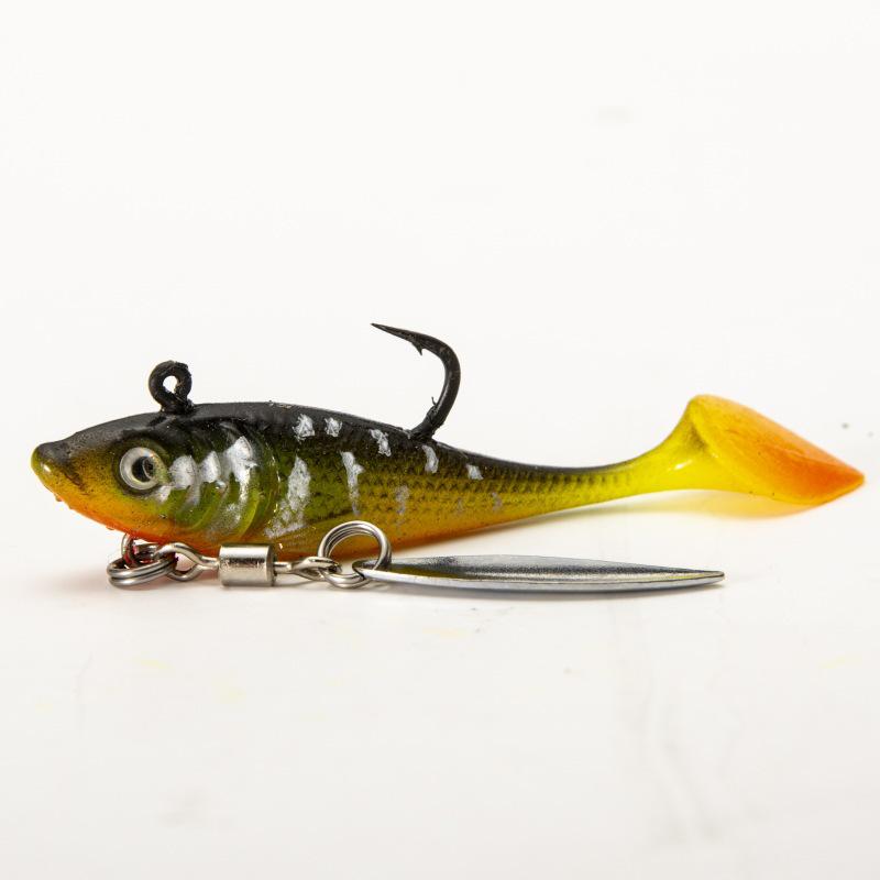6cm Sinking T-tail Soft Bait Lure with Sequins - Bionic Fish Shape Lead Head