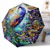 Peacock and Floral Fantasy Outdoor Automatic Umbrella Retractable Design with 8-Rib Durability Lightweight Perfect Gift for Friends Family
