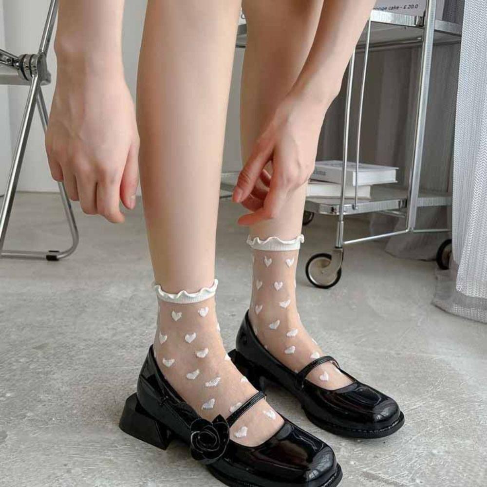 Süße Transparente Dünne Socken Retro Netzstrümpfe Mode Damen Spitzensocken Damen