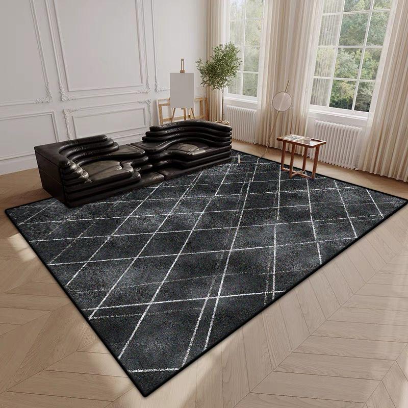 Modern Simple Style Plaid Pattern Decor Rug for Living Room Soft Easy Clean Sofa Table Mat Big Size Cloakroom Non-slip Carpet