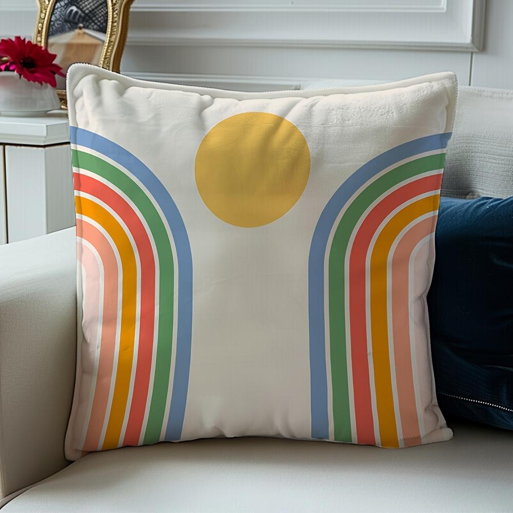 Rainbow Throw Pillowcase Cushion Cover Boho Decor Geometric Abstract Accent Pillow for Sofa Bedding Home Living Room
