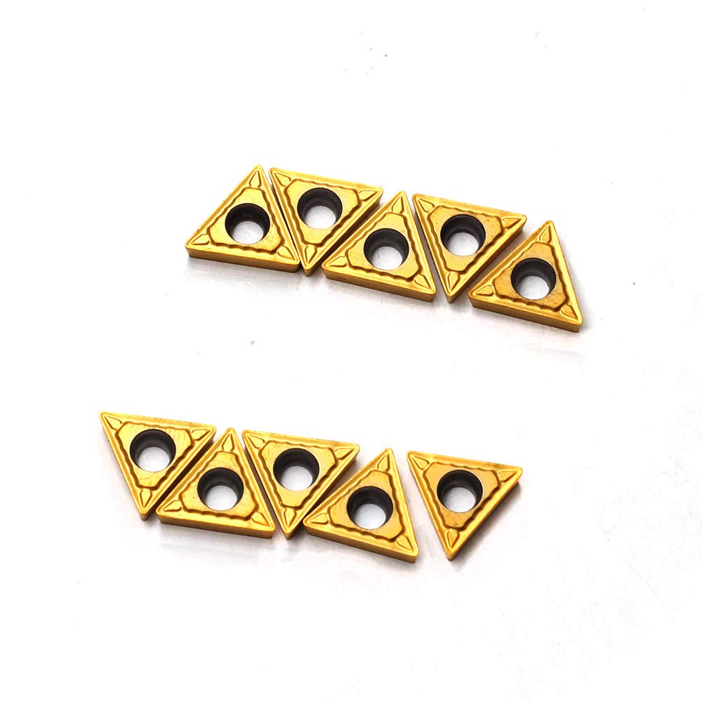 OSCARBIDE Carbide Turning Inserts TCMT21.51 TCMT110204 Carbide Inserts 10 Pieces,TCMT Insert Tin Coated CNC Lathe Carbide Cutters Inserts for Lathe
