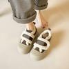 Winter Samt Freizeit Board Schuhe Damen Plateau Klettverschluss Big Head Sneaker Warm halten Niedlich Runde Zehenpartie Brotschuhe Damen