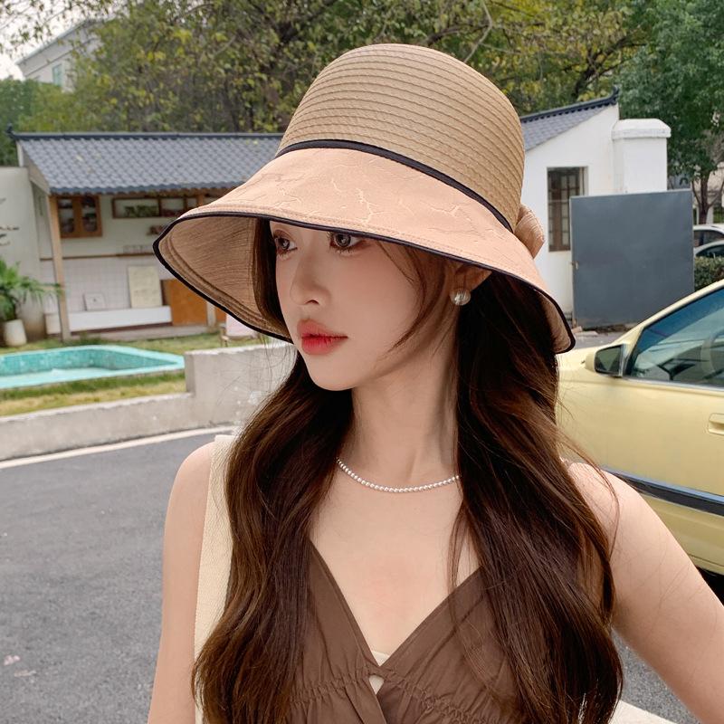 Summer New Hat Women Spring and Summer Travel Sun Protection Sun Hat Temperament Bow Sun Hat Bucket Hat