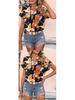 Women's Colorful Floral Print V-Neck Short-Sleeve Top - Summer Fashion